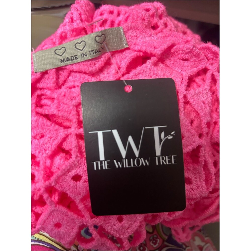 NWT Hot Pink Crochet Open Knit Top Cover Up Beach Summer Festive Boho Hippie OS - Picture 5 of 7